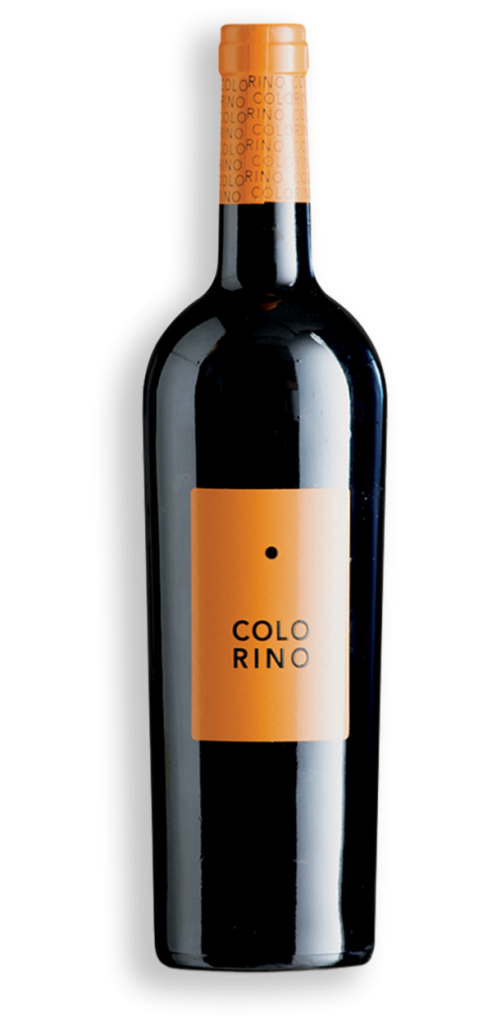 Bottiglia di vino rosso Colorino IGT Toscana di Casa alle Vacche, etichetta arancione